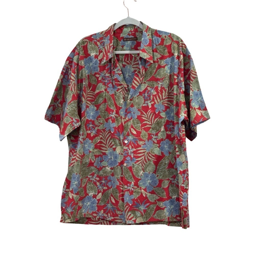 Tori Richard Red and Blue Floral Men's Shirt